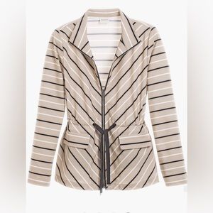 Zenergy by Chico's, Neema Striped Jacket,Size 1, tan, white and black stripes.